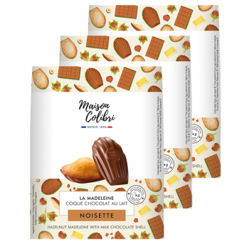 Lot de 3 : madeleines Noisette Coque Chocolat au Lait
