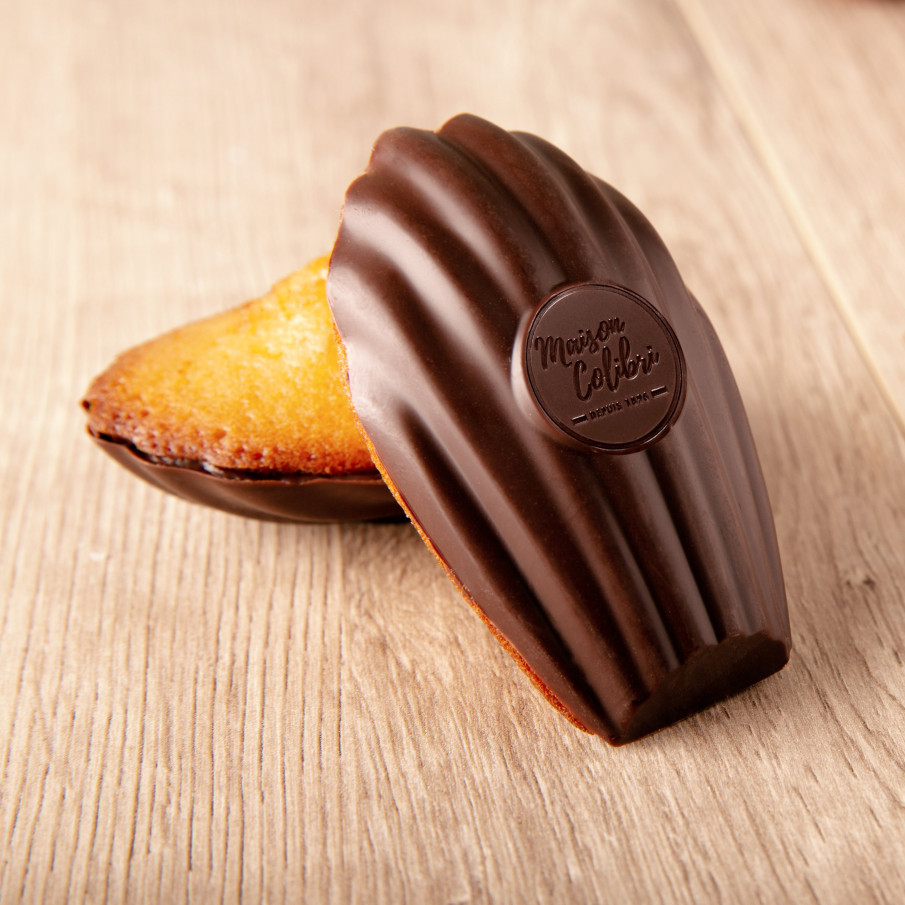 Madeleine avec coque au chocolat noir - Acheter madeleine coque chocolat noir | Maison Colibri