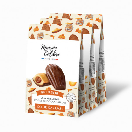 Madeleine coeur caramel au beurre salé coque chocolat au lait - 24 madeleines