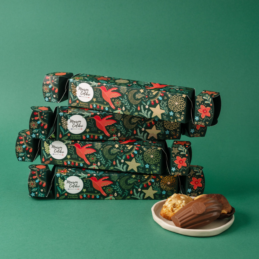 Crackers de Noël - 4 mini-cadeaux surprenants et gourmand rempli de madeleines