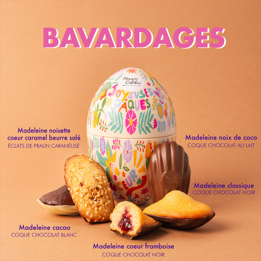 Œuf de Pâques Jaune - Un œuf gourmand rempli de madeleines