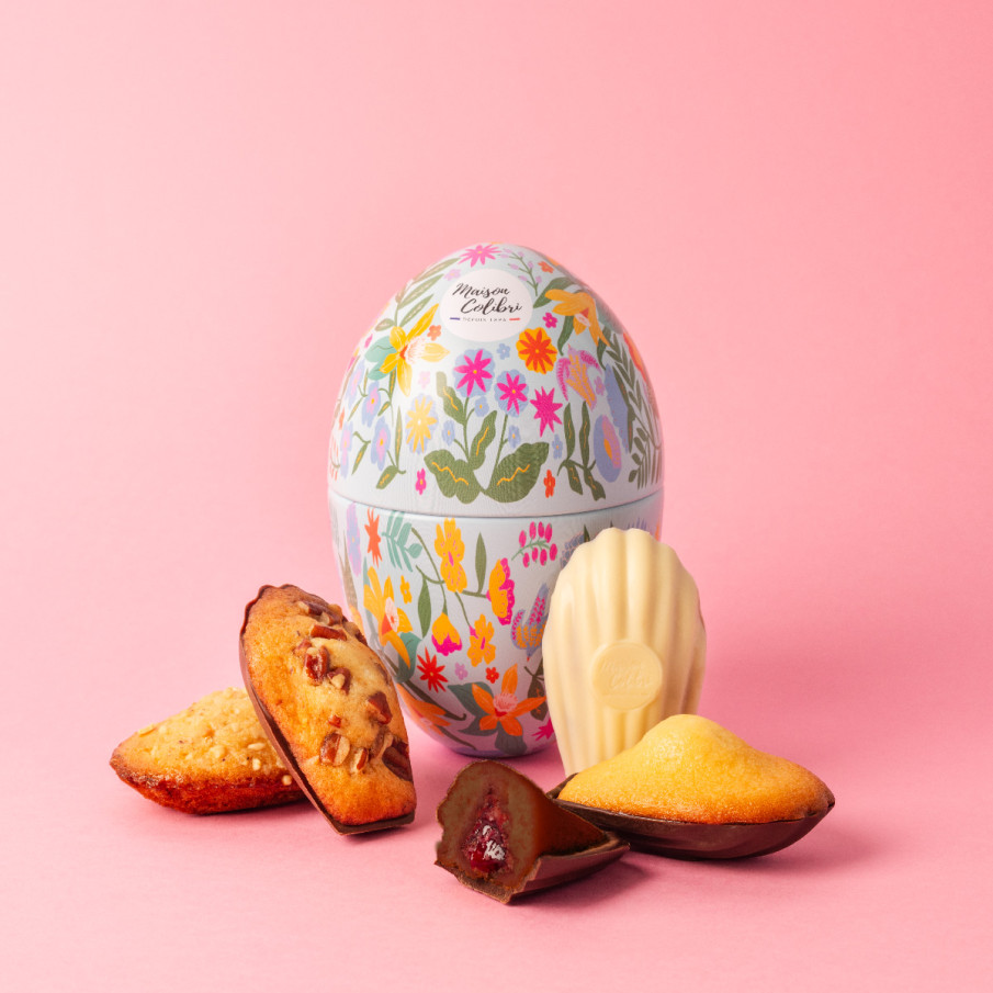 Oeuf Pâques Bleu - Un oeuf original rempli de madeleines