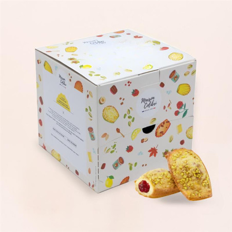 Boite - Madeleine Cœur griotte sakura et éclats de pistache Boite - Madeleine Cœur griotte sakura et éclats de pistache