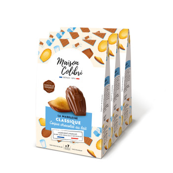 Madeleine nature coque chocolat au lait - 24 madeleines