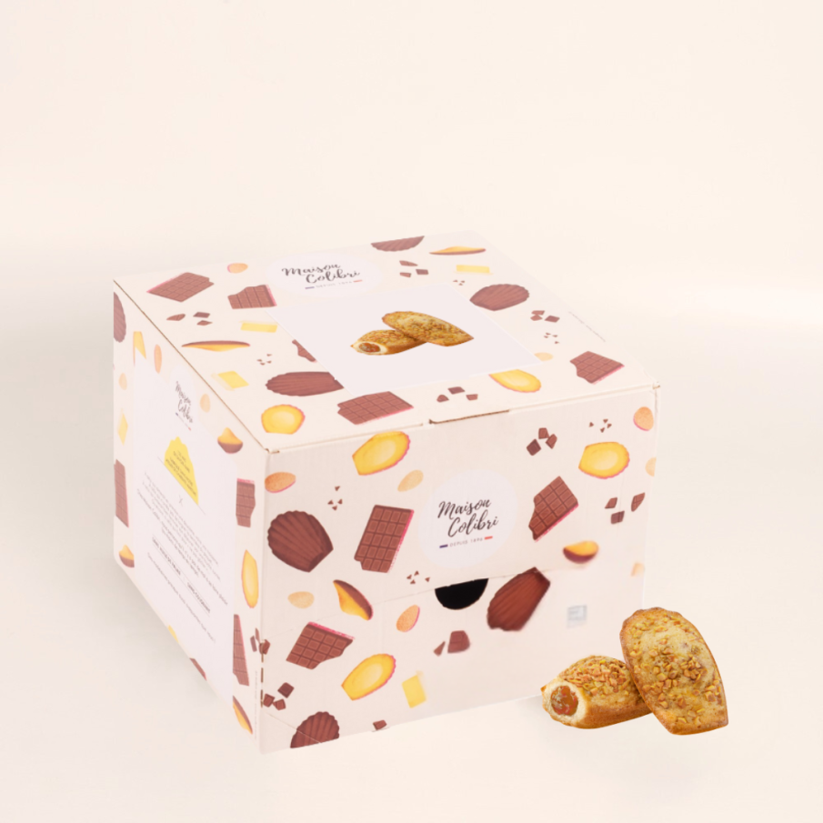 Boite Madeleine cœur pêche